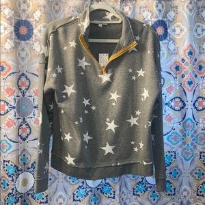 Gray Star Print Quarter-Zip Sweatshirt